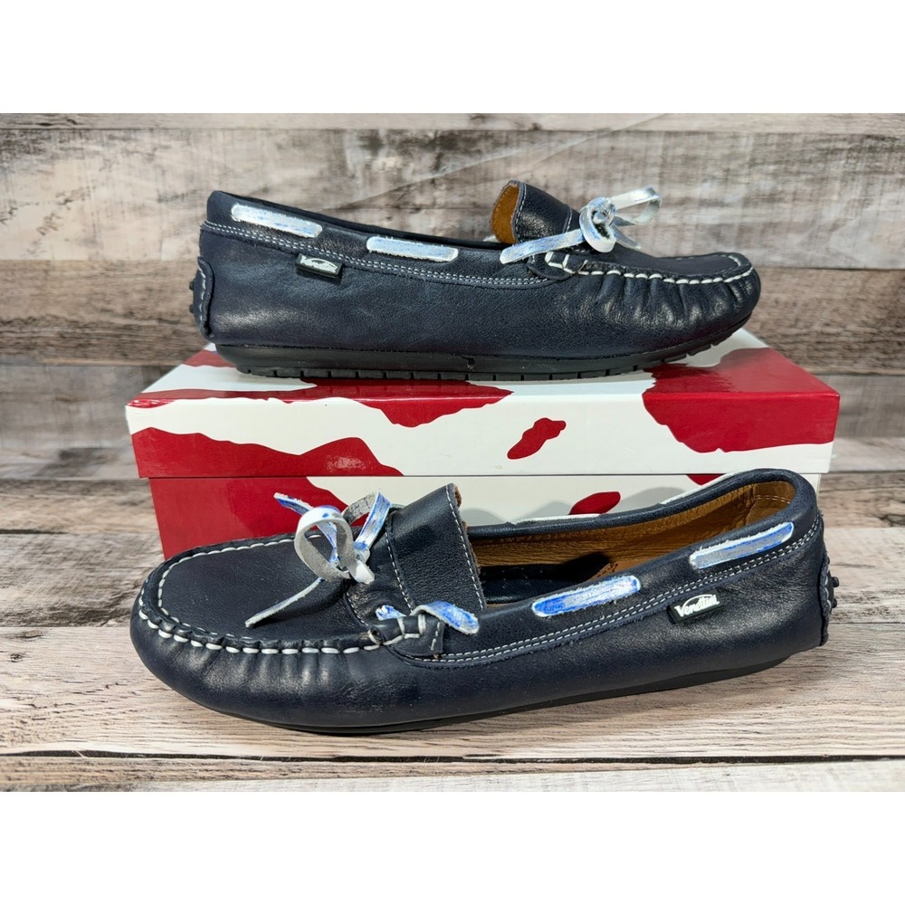 Venettini 55 Morgan Women Boat‎ shoes Navy Shine Leather Size 35
